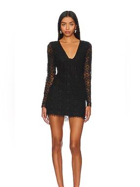 NWT Free People Honey Honey Lace Long Sleeve Mini Dress - Black - Size 0